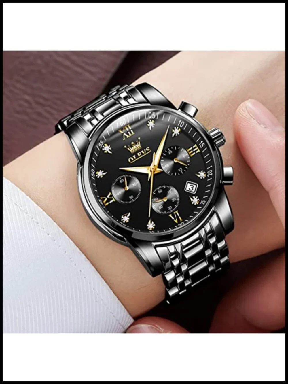 Men's Stainless Steel Quartz Analog Watch Waterproof Business Casual
